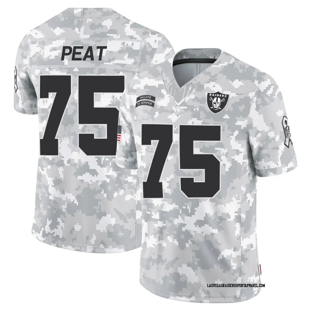 Limited Arctic Camo Men's Andrus Peat Las Vegas Raiders 2024 Salute to Service Jersey