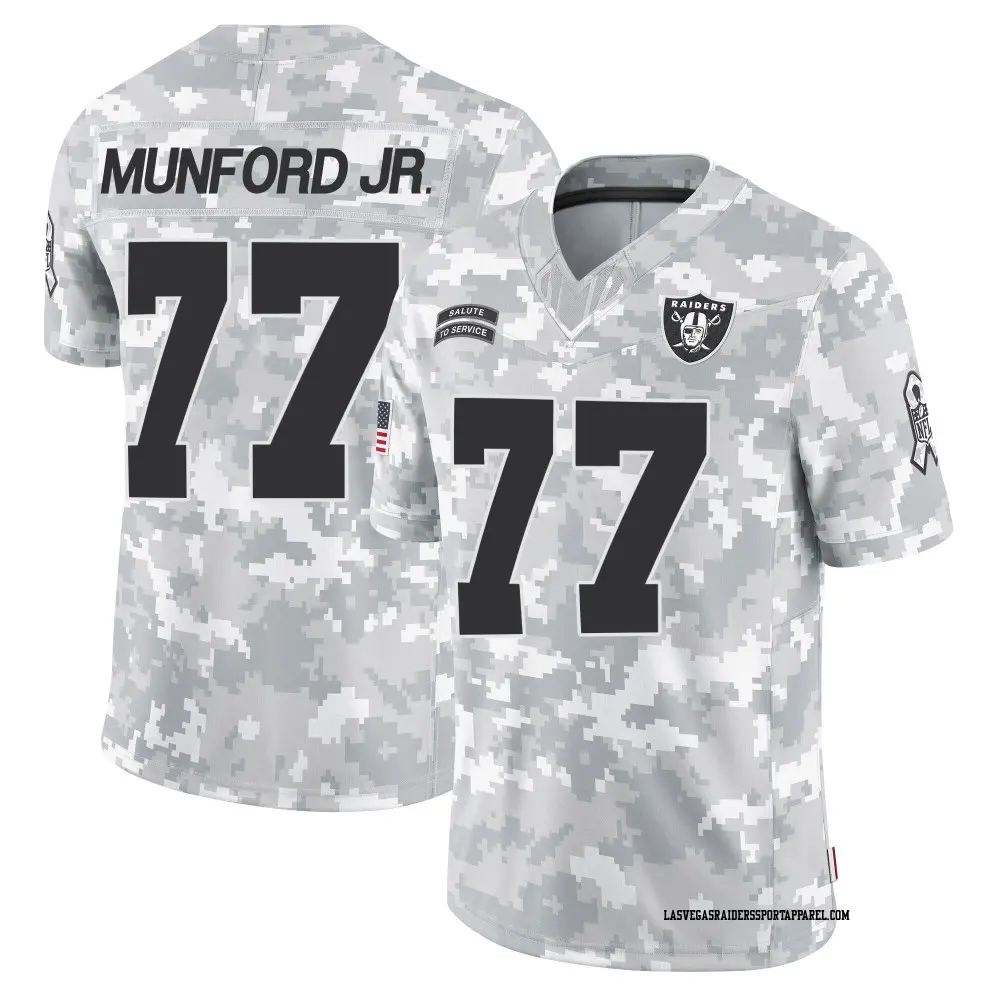 Limited Arctic Camo Men's Thayer Munford Jr. Las Vegas Raiders 2024 Salute to Service Jersey