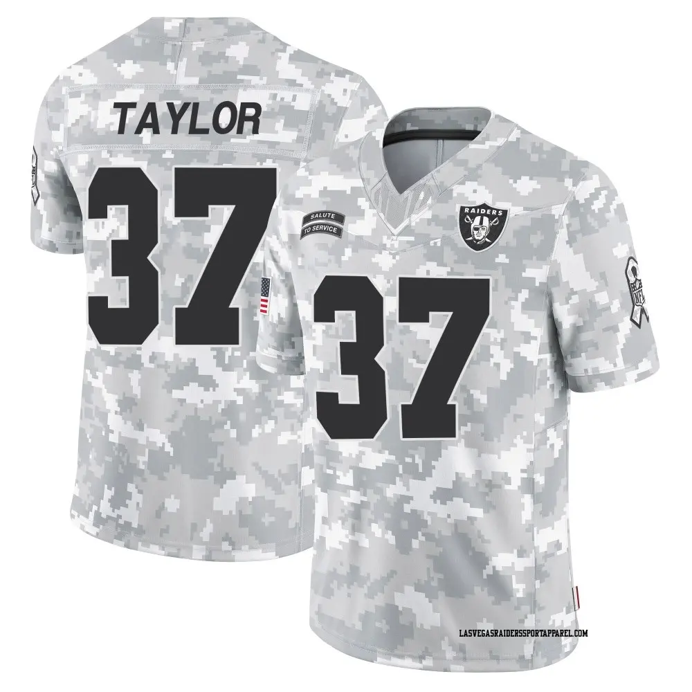 Limited Arctic Camo Men's Trey Taylor Las Vegas Raiders 2024 Salute to Service Jersey