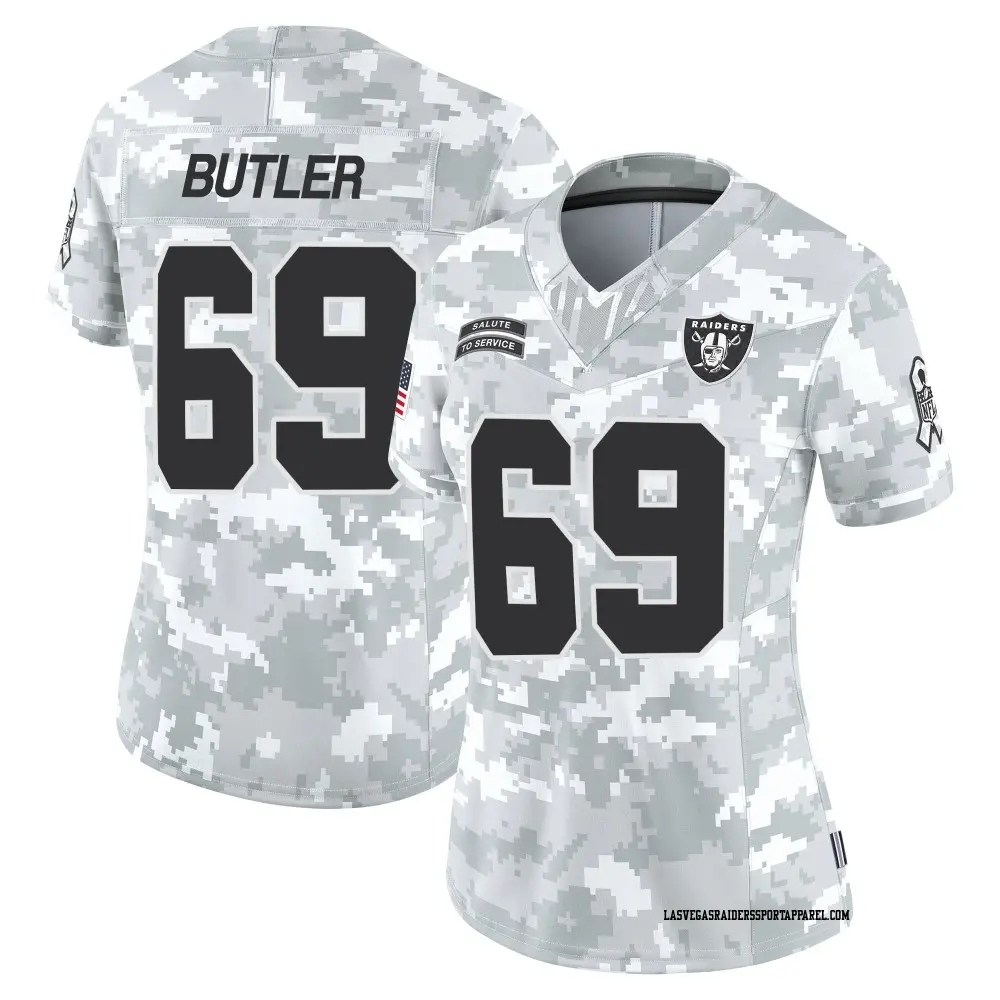 Limited Arctic Camo Women's Adam Butler Las Vegas Raiders 2024 Salute to Service Jersey