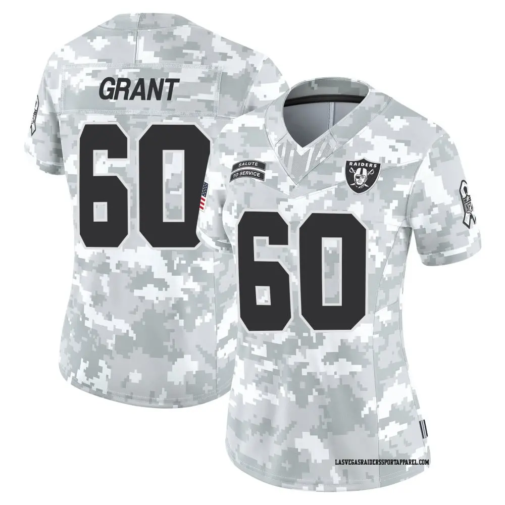 Limited Arctic Camo Women's Charles Grant Las Vegas Raiders 2024 Salute to Service Jersey