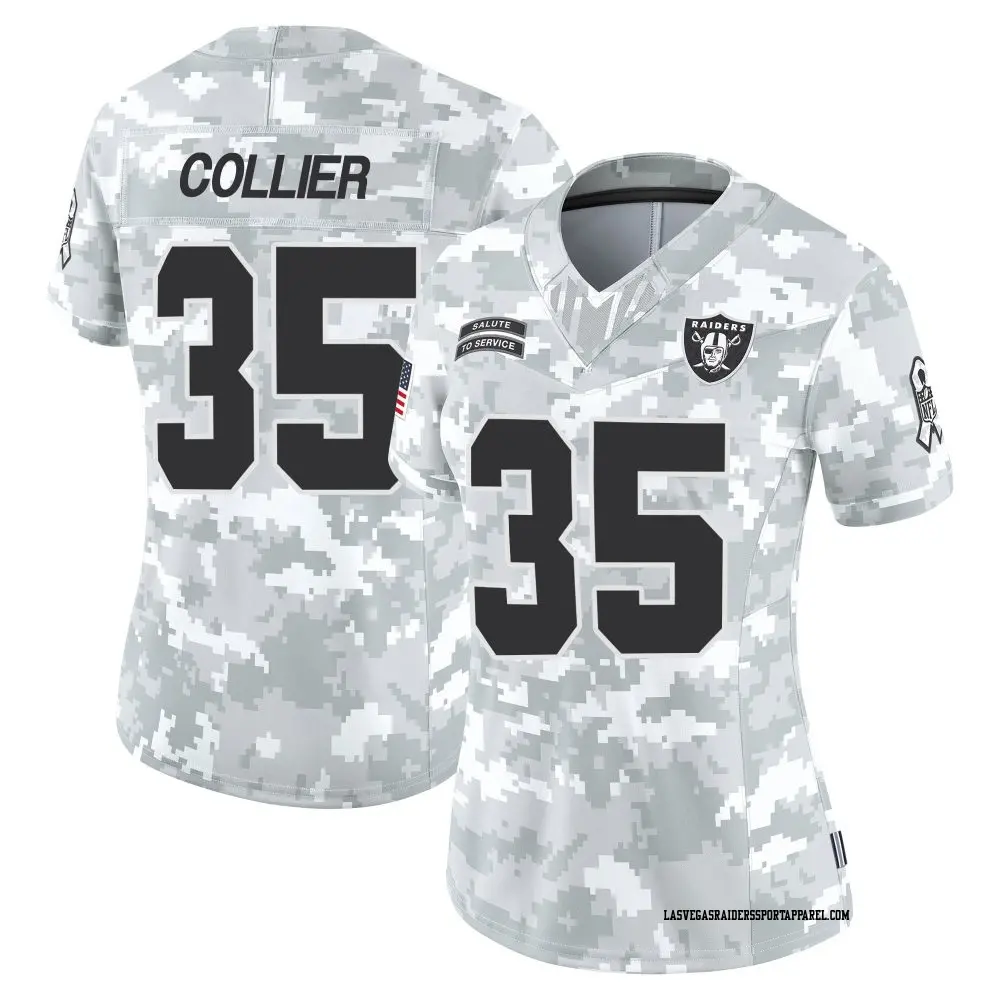 Limited Arctic Camo Women's Chris Collier Las Vegas Raiders 2024 Salute to Service Jersey