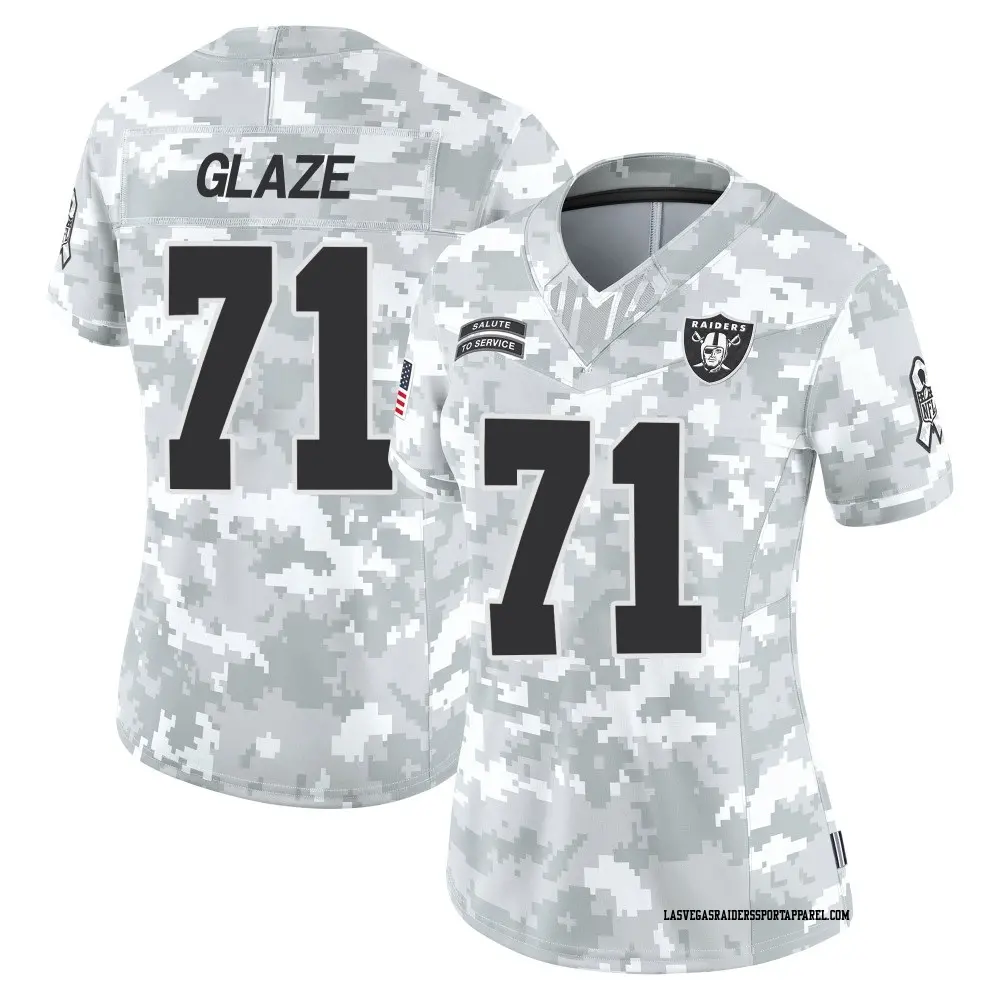 Limited Arctic Camo Women's DJ Glaze Las Vegas Raiders 2024 Salute to Service Jersey