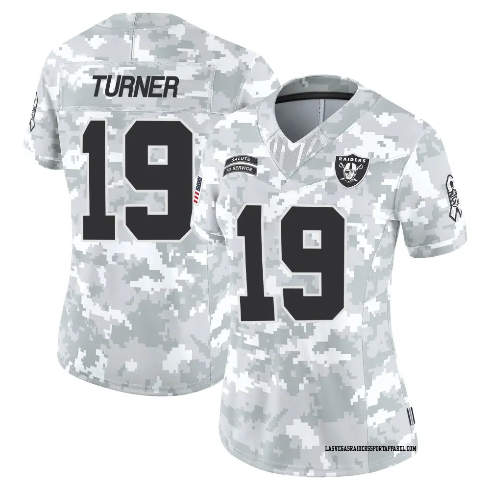 Limited Arctic Camo Women's DJ Turner Las Vegas Raiders 2024 Salute to Service Jersey