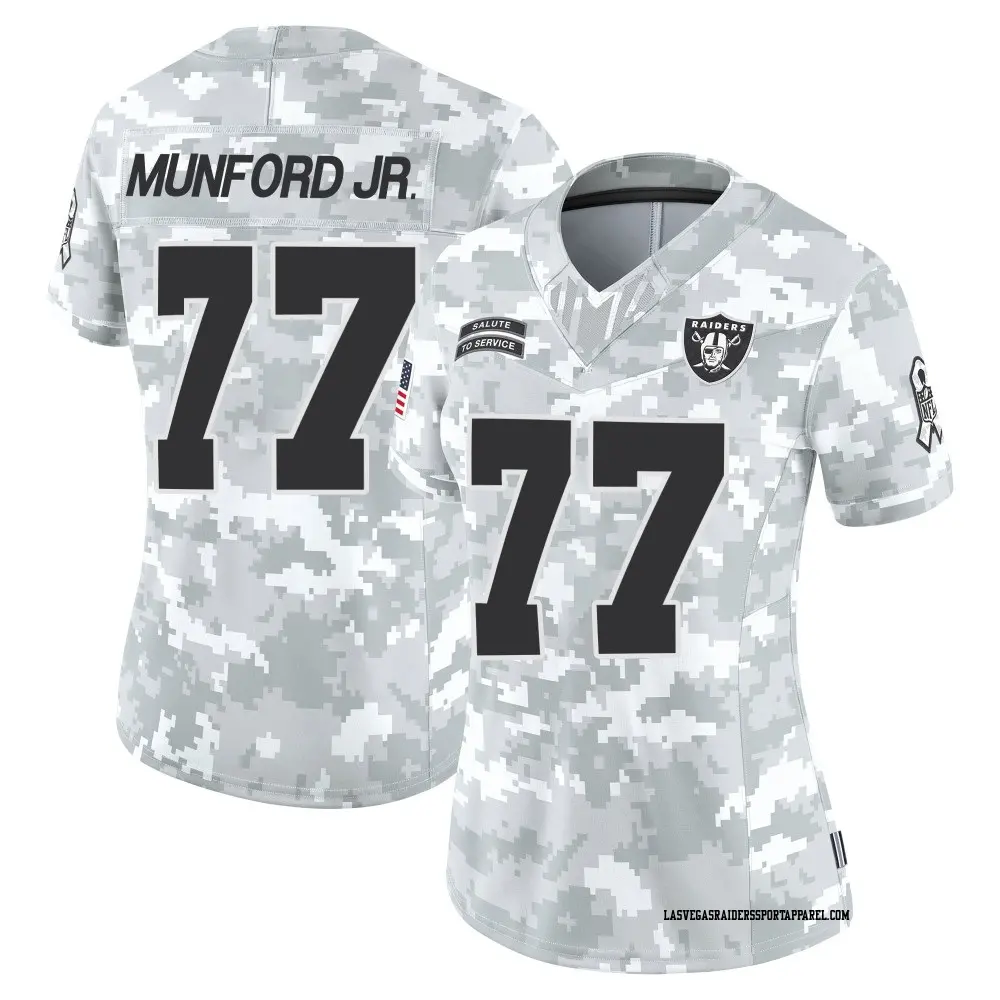 Limited Arctic Camo Women's Thayer Munford Jr. Las Vegas Raiders 2024 Salute to Service Jersey