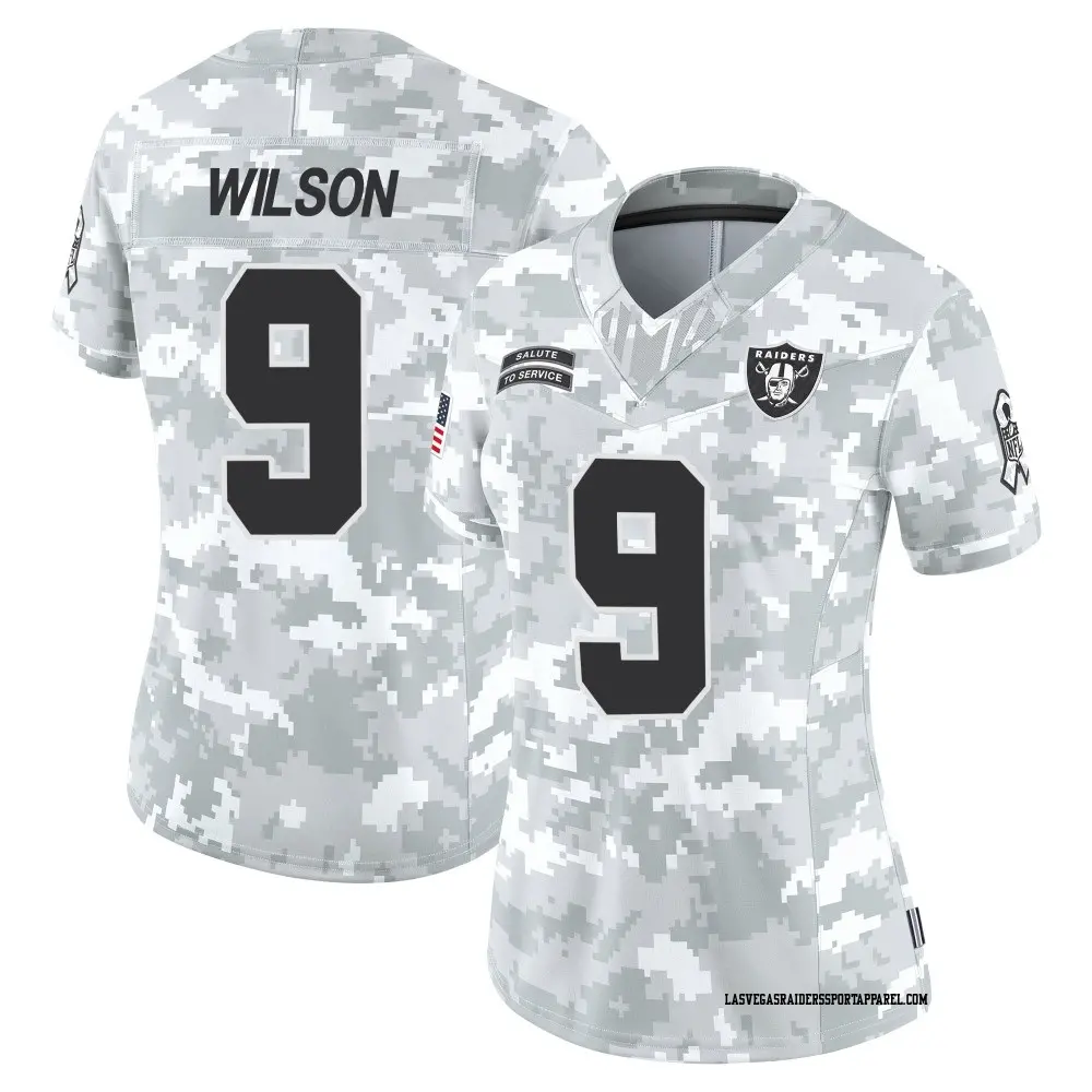 Limited Arctic Camo Women's Tyree Wilson Las Vegas Raiders 2024 Salute to Service Jersey