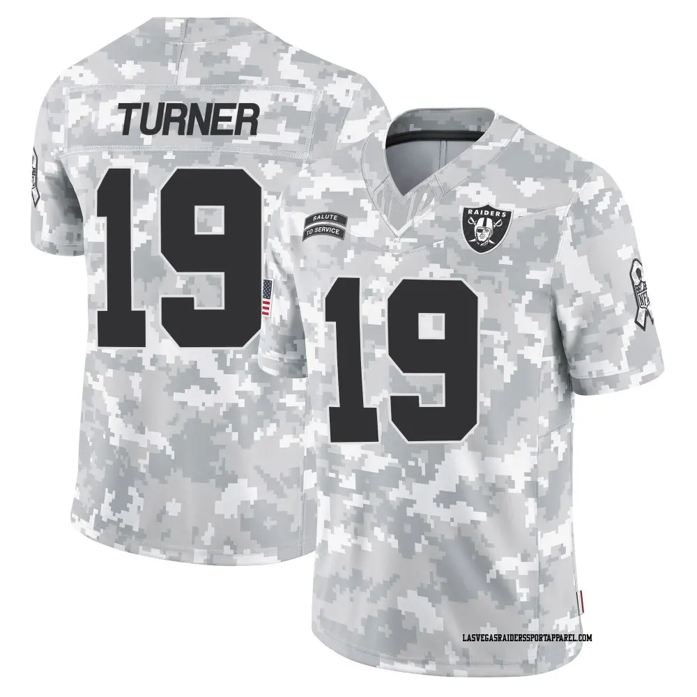 Limited Arctic Camo Youth DJ Turner Las Vegas Raiders 2024 Salute to Service Jersey