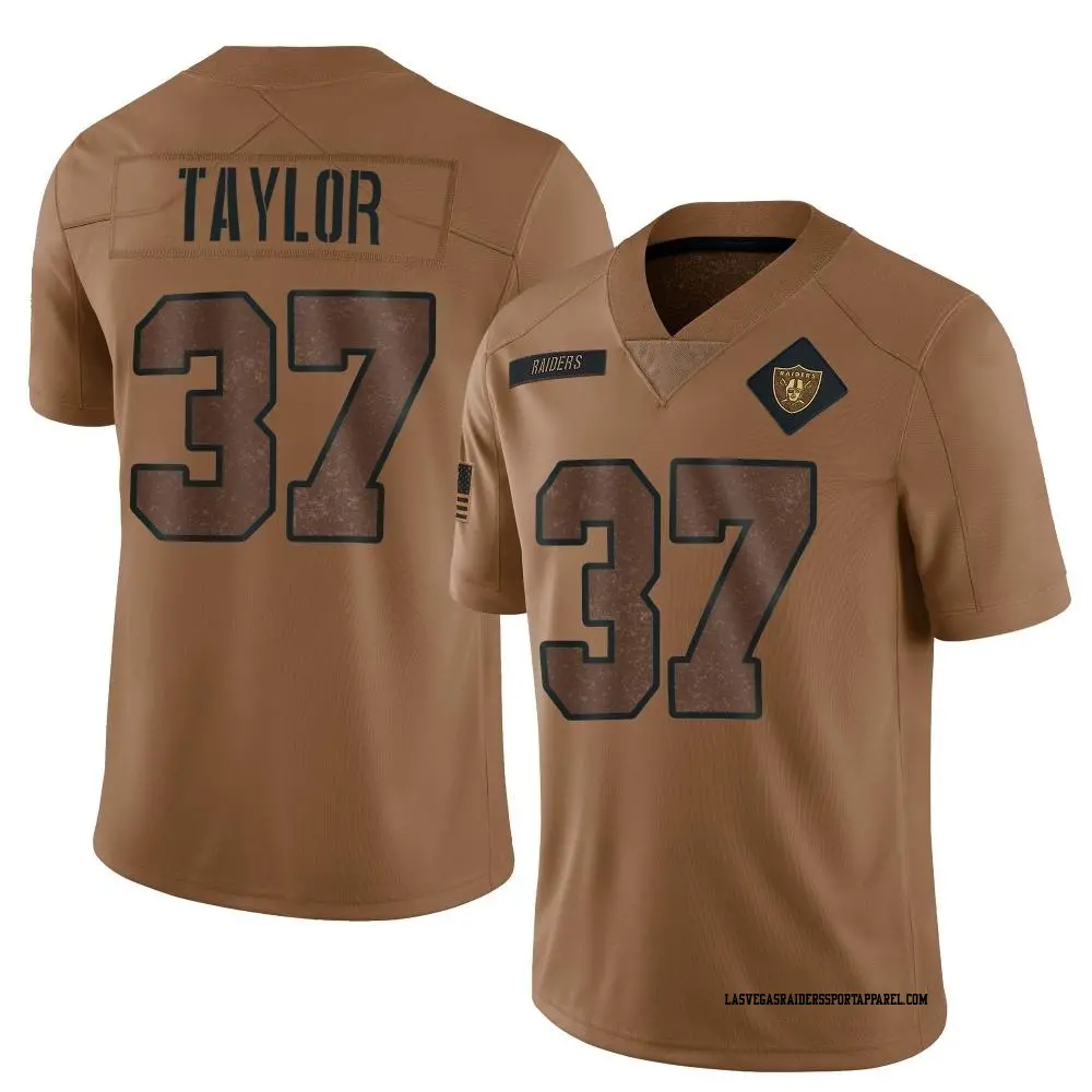 Limited Brown Youth Trey Taylor Las Vegas Raiders 2023 Salute To Service Jersey