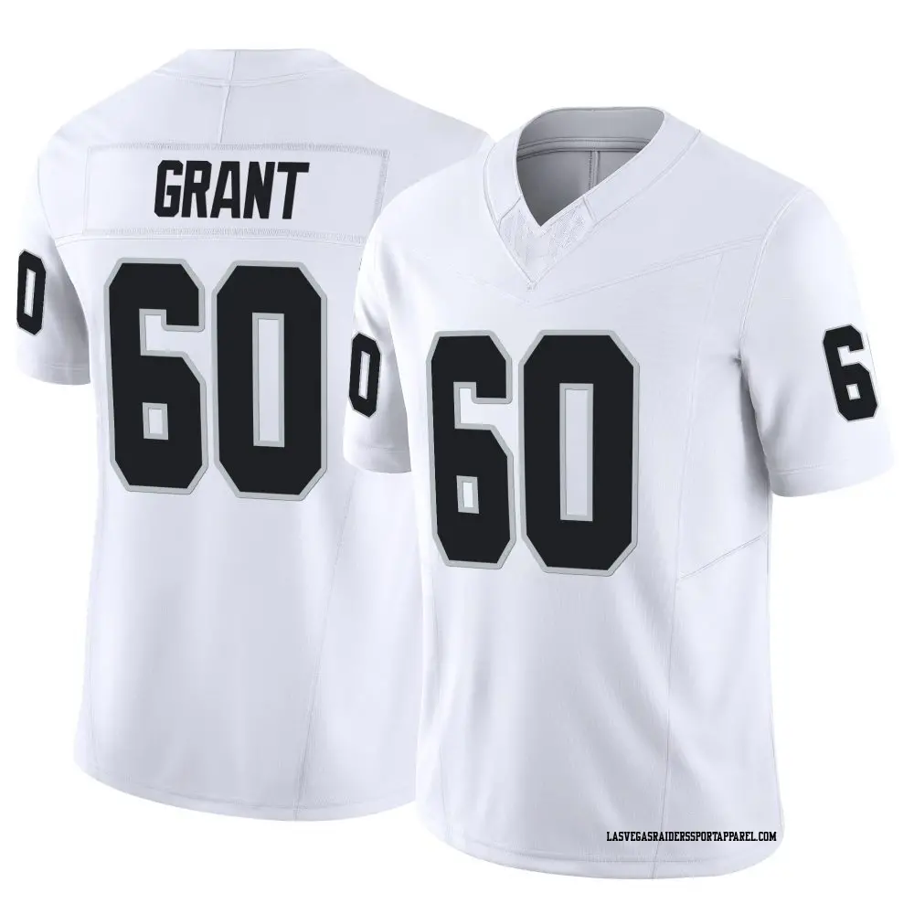 Limited White Youth Charles Grant Las Vegas Raiders Vapor F.U.S.E. Jersey